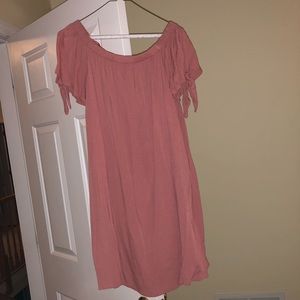 Light pink off the shoulder dress